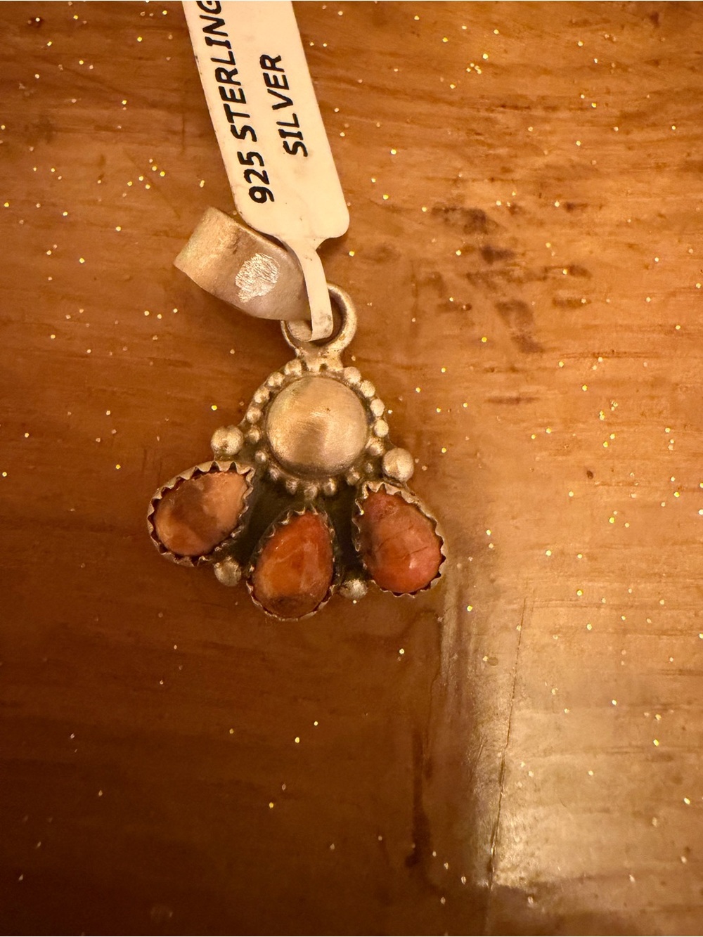 Sterling Silver Orange spiny  Teardrop Pendant